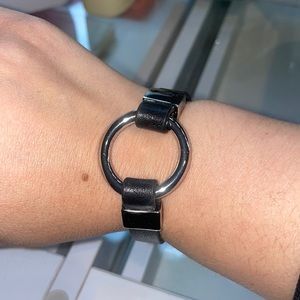 Womens black, leather bracelet